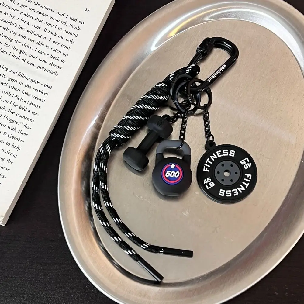 Mini Barbell Plates Keychain with D-shaped Buckle Water Cups Simulation Dumbbells Keyring Kettlebells Creative