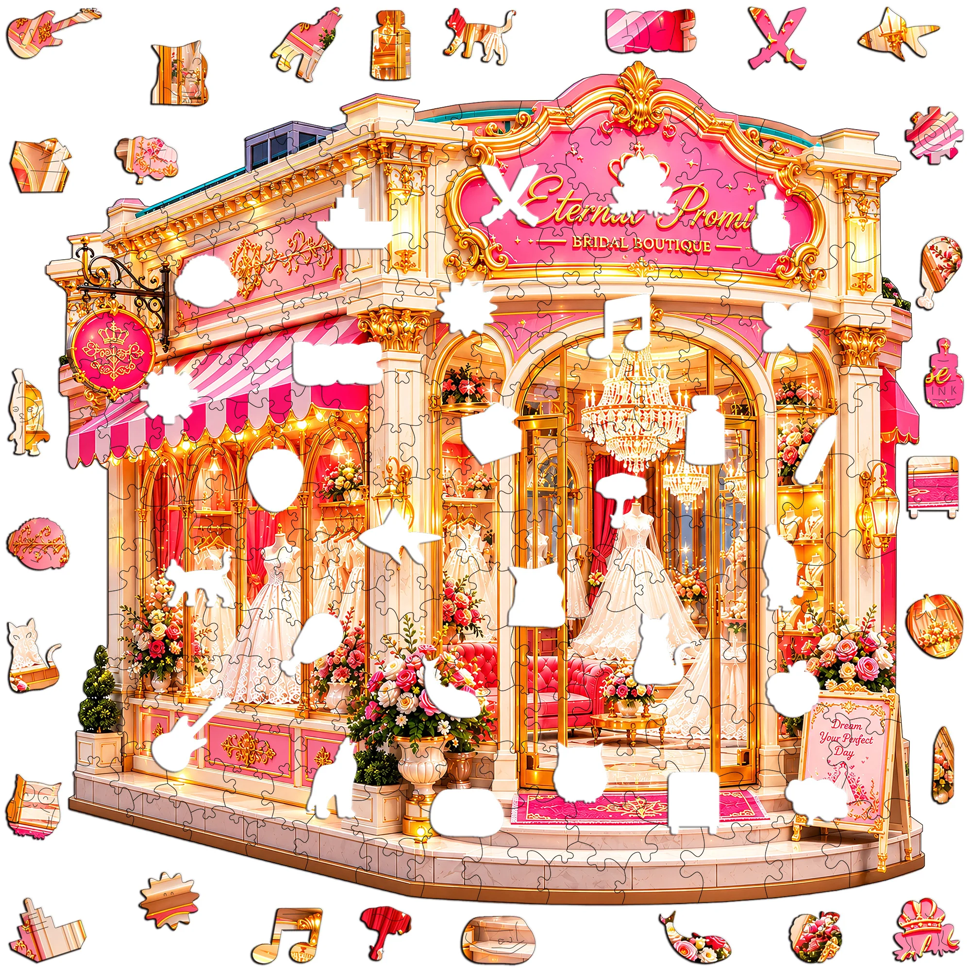 Cafe Flat Wooden Puzzle Gift Toy Animal Jigsaw Puzzle Tabletop Puzzle Game Ideal Gift for Holidays Gift for Teens Kids