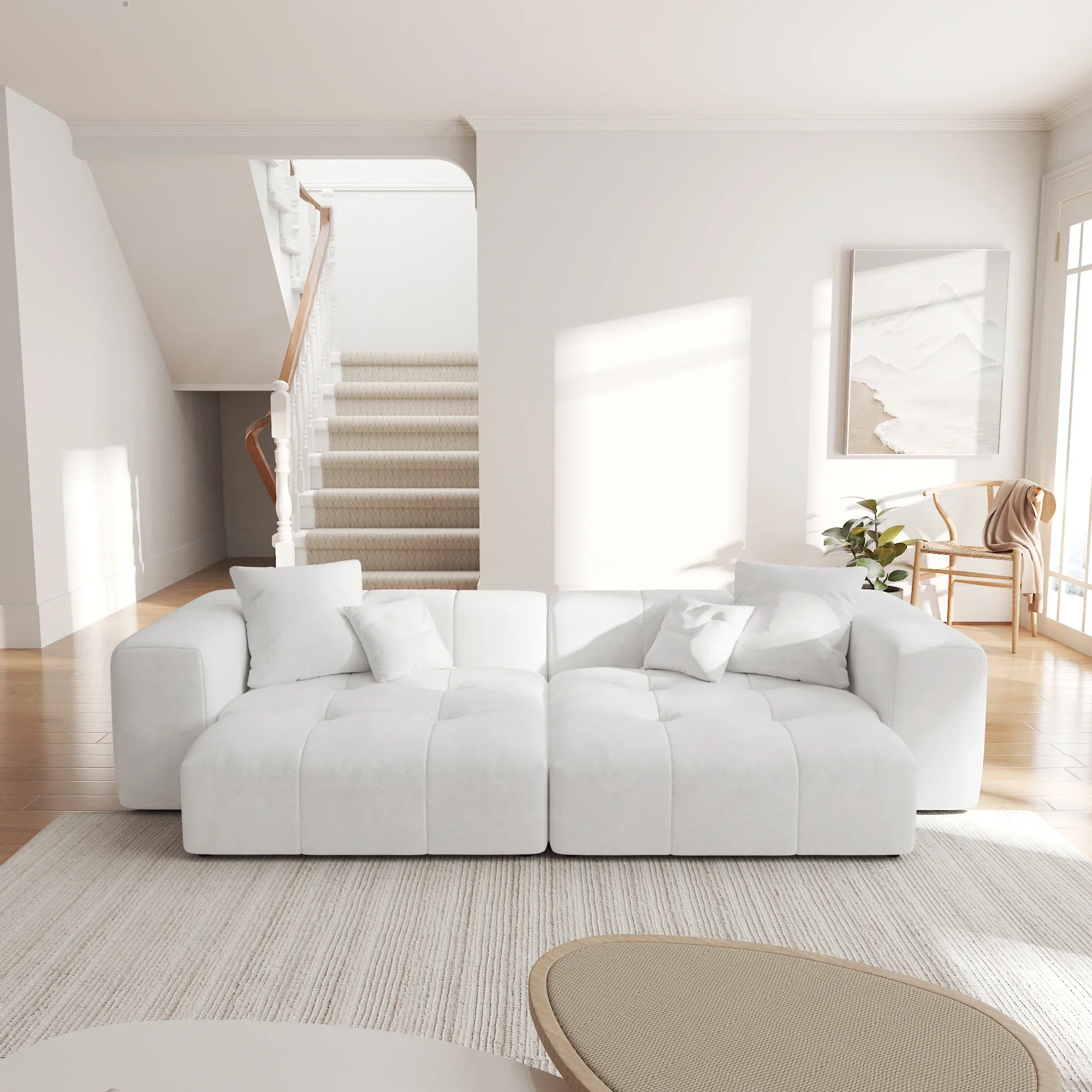 Living Room Apartment Furniture Vacuum Compression Nordic 3 4 5 6 7 8 Seats White Modular Combination Sofa Set