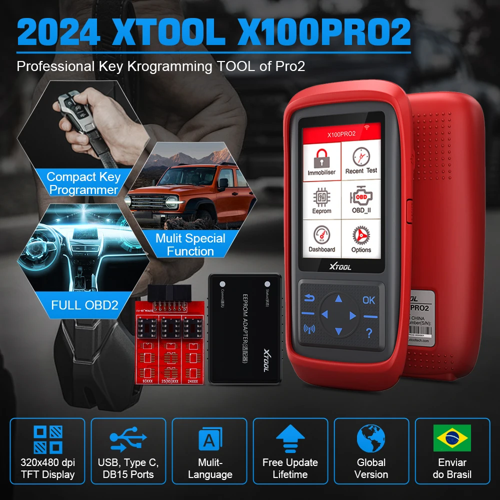 XTOOL X100Pro2 Car Code Reader OBD2 Scanner with EEPROM  ECU Key Programmer Car Diagnostic Tool Free Lifetime Upgrades