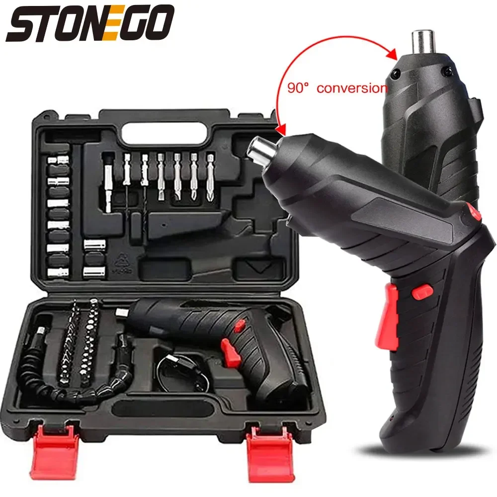 

Электрическая отвертка STONEGO, аккумуляторная отвертка 3,6 В, 1300 мАч, перезаряжаемая, с набором бит из 44 шт.