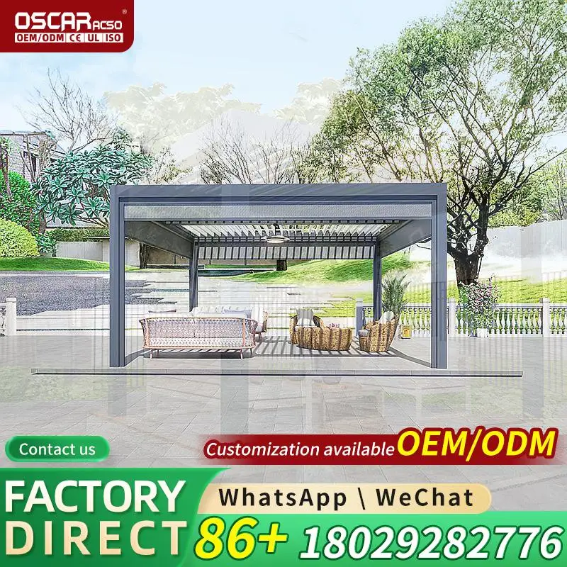 Oversized Electric Retractable Canopy Bio climatic Waterproof Pergola for Party Garden Framed Balcony Outdoor Pavilion Australia