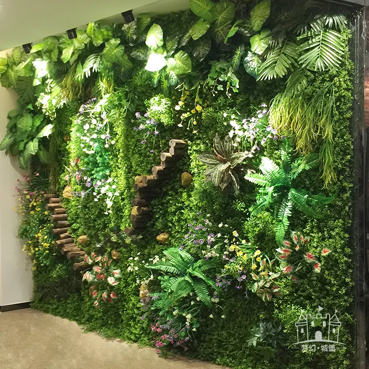 

Customizable Artificial Grass Wall Panels Easy-to-Install Indoor/Outdoor Decorative Vertical Garden Flower Event Backdrop 1*1m