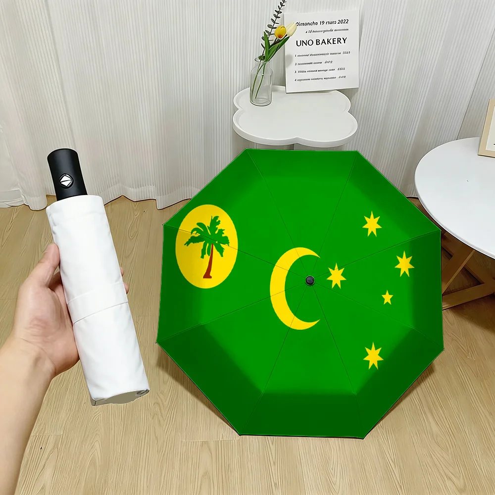 

Comoros National Flag Green Background Yellow Crescent Moon Five Stars Coconut Tree Print Auto Folding Umbrella Waterproof Windp