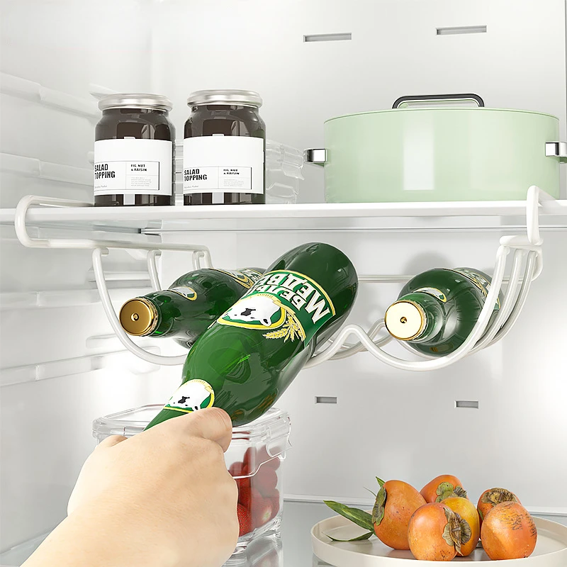 Creative Home Furnishing Accessories Beer Bottle Fridge Organizer Wine Display Shelf Holder Hook Refrigerator Storage Rack