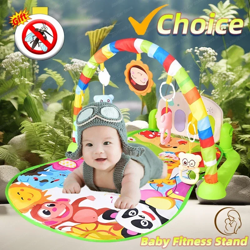 Baby Fitness Stand Music Play Gym Activity Toys Newborn Piano Crawling Blanket Pedal Game Pad Early Education 0-36 Months Gifts