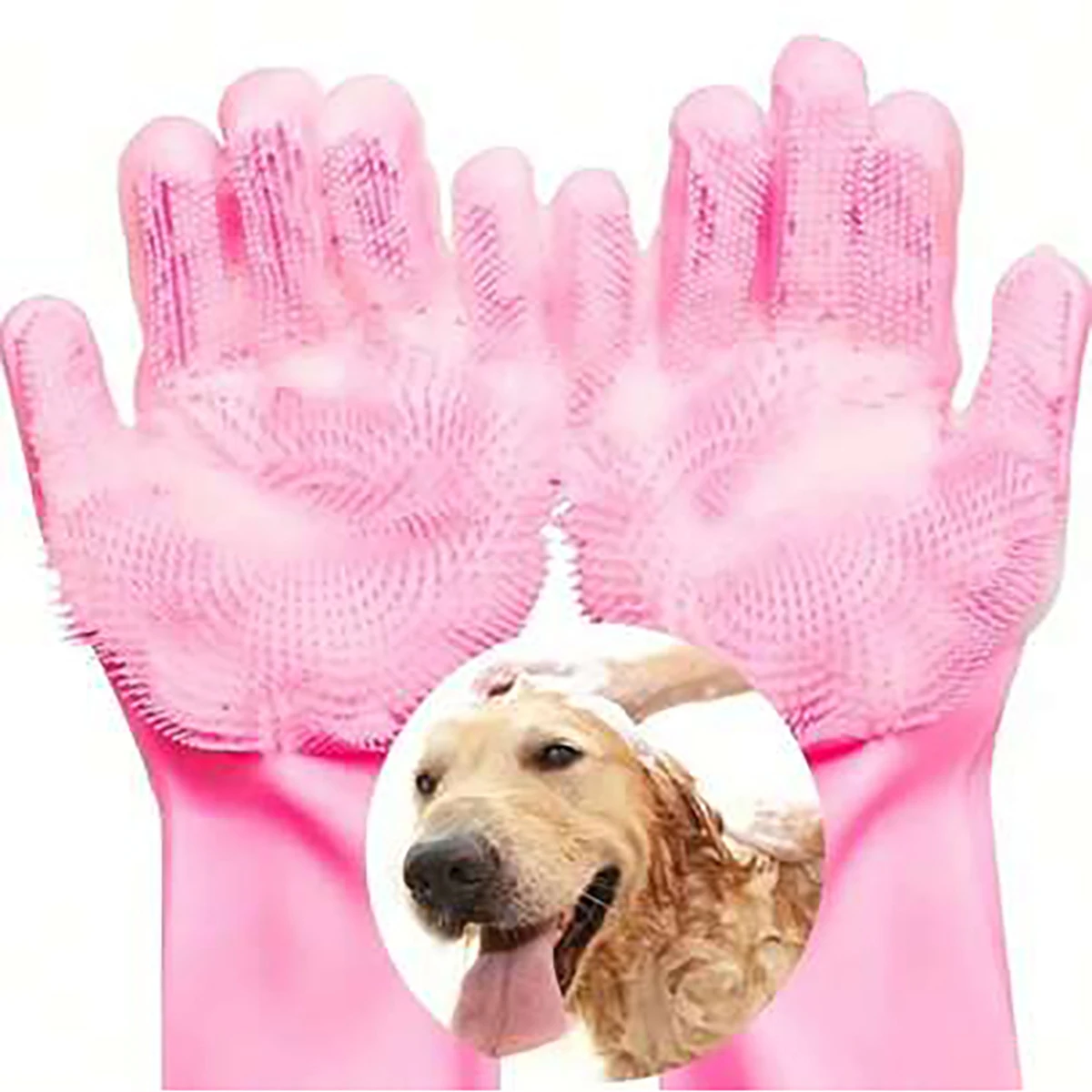 Pet Bath Gloves Cleaning Massage Hair Removal Gloves Silicone Hair Removal Comfortable Clean Anti-Bite Gloves Dog Bath Gloves