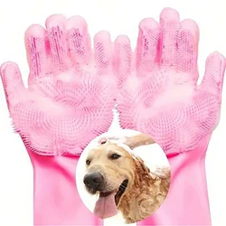 Pet Bath Gloves Cleaning Massage Hair Removal Gloves Silicone Hair Removal Comfortable Clean Anti-Bite Gloves Dog Bath Gloves