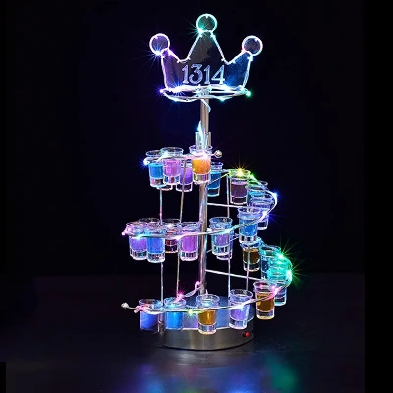 

Спиральный светодиодный держатель для бокалов для вина, креативная стойка для барной посуды с несколькими отверстиями для коктейлей, дисплей для красного вина в КТВ или гостиной