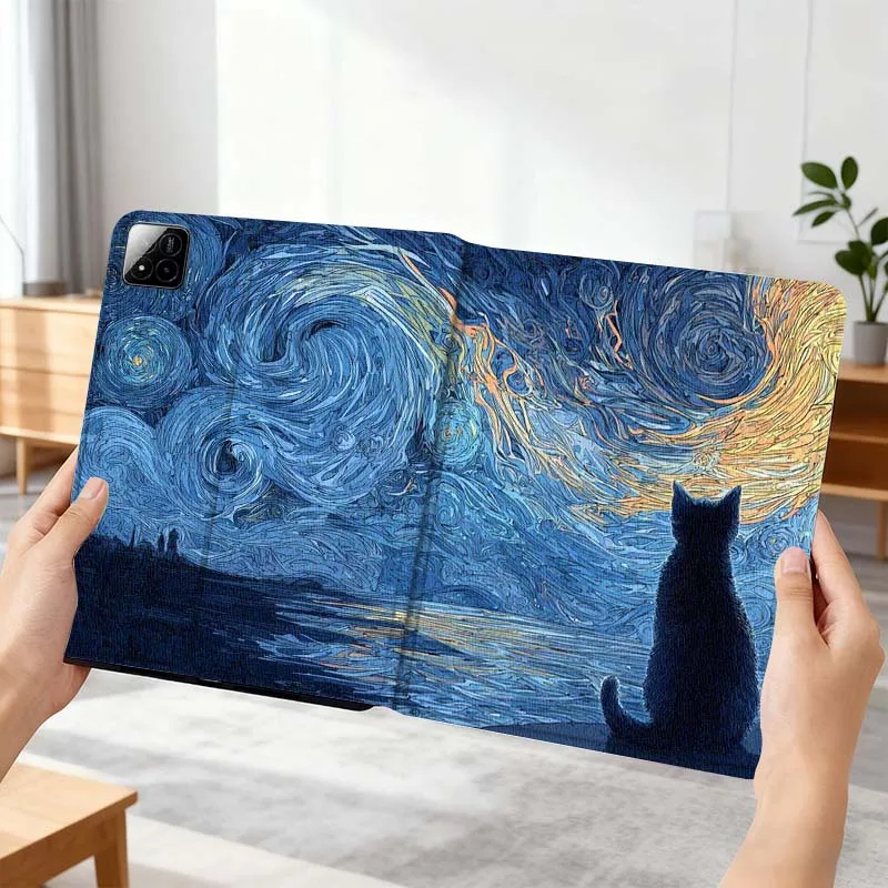

Art Oil Painting Color Cat Gift For Xiaomi Mi Pad Mini 4 5 6 7 SE Pro Plus Redmi Pad 2 SE 2025 8.8 11 Foldable Tablet Case