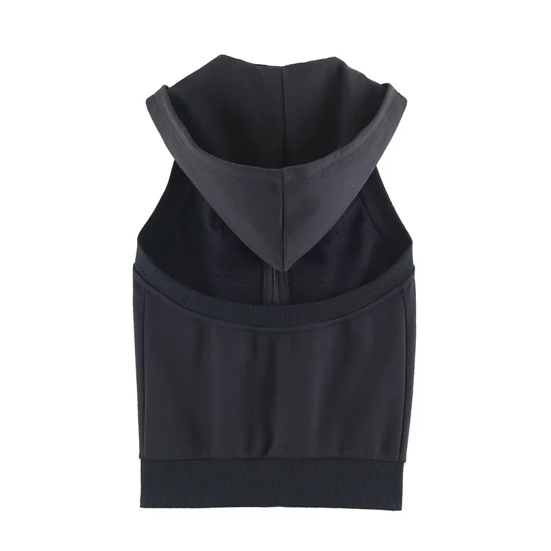 Sexy Backless Double Row Gold Button Short Jacket Vest NINE ZAR Women's Fashion Sleeveless Hat Coat Polyester Fabric