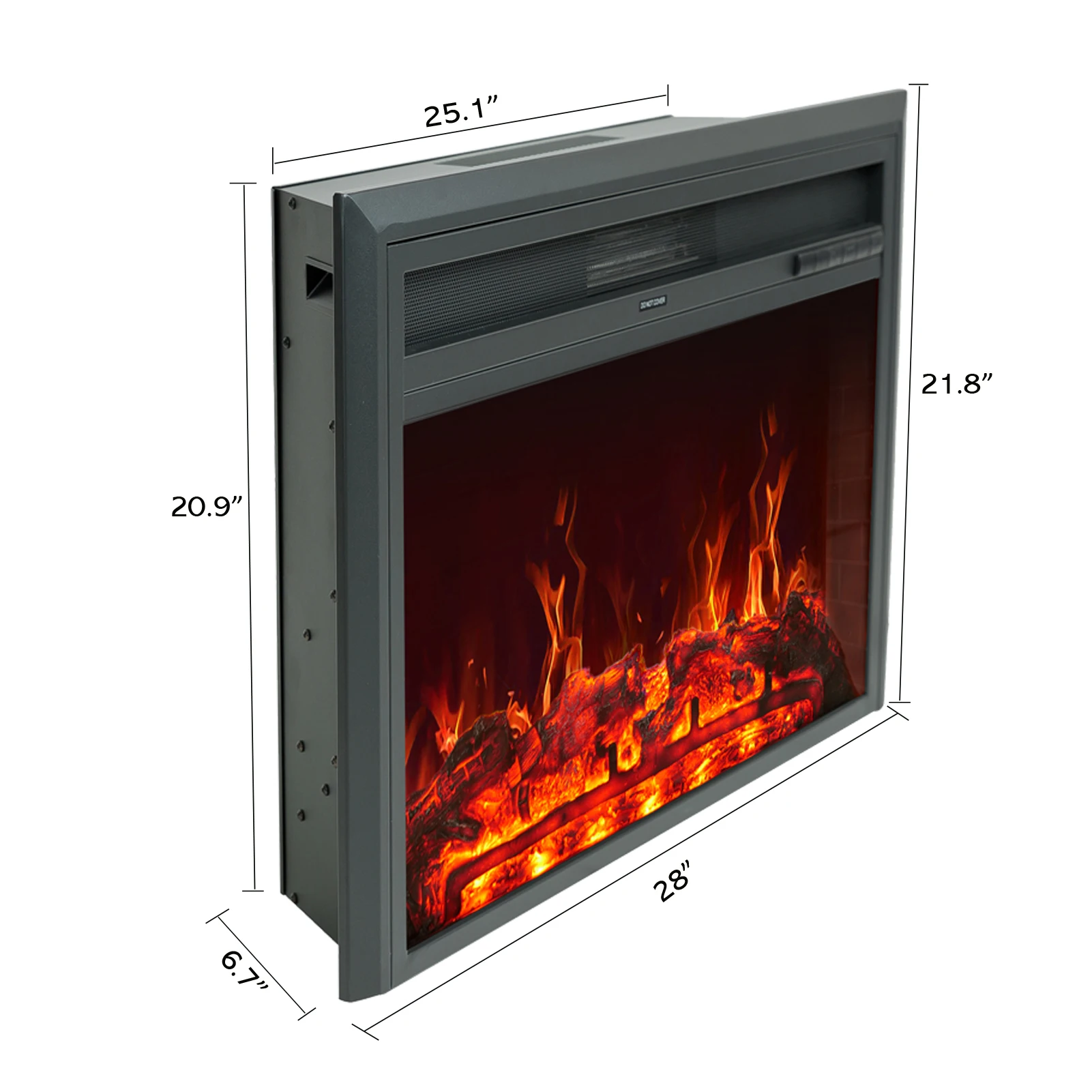 28 Inch Wide Electric Fireplace Insert, Portable Freestanding Heater with Remote and Thermostat