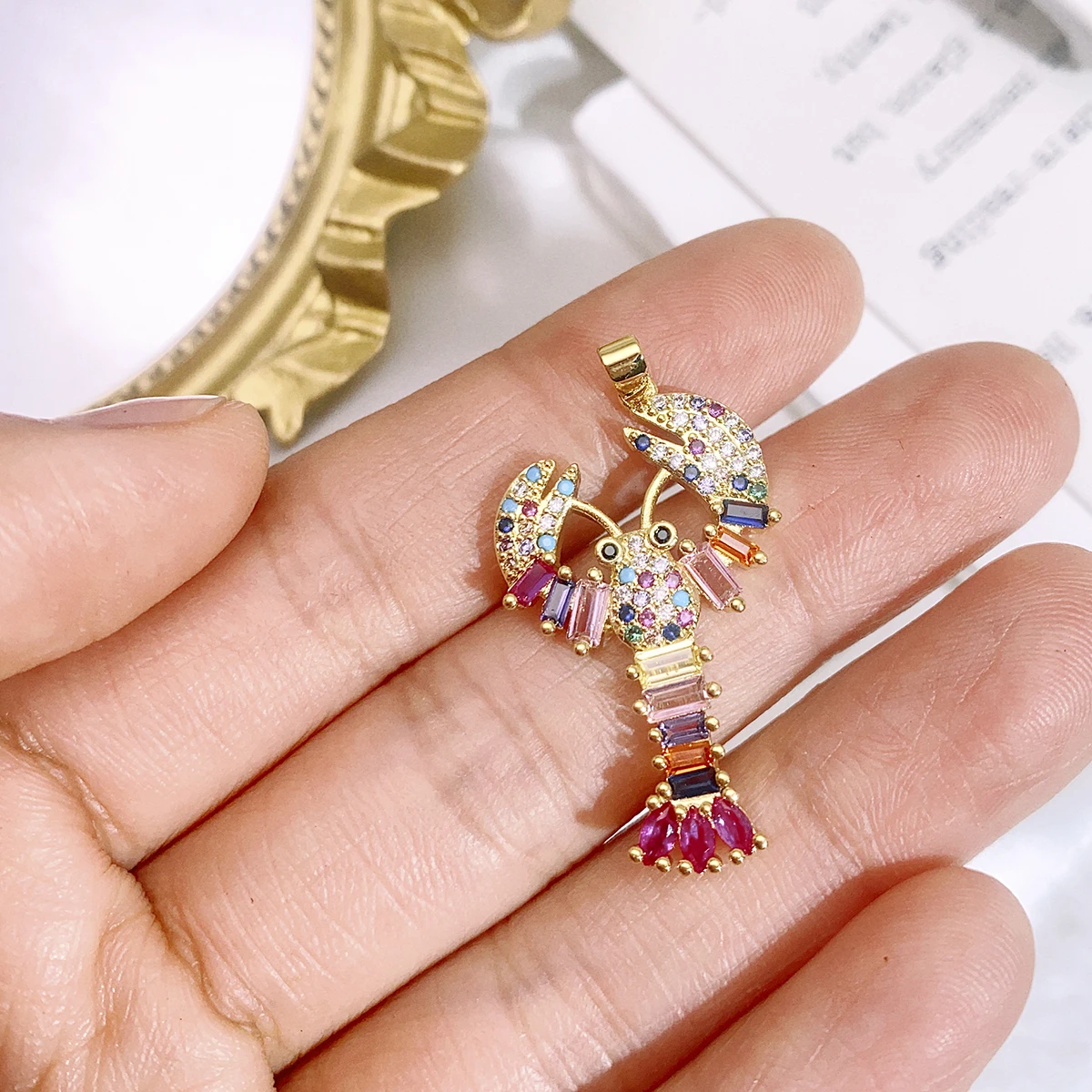 Vintage Animals DIY Pendants 18k Gold Plated Panther Elephant Dragonfly Lobster Cross Charms for Jewelry Making Handmade Charms