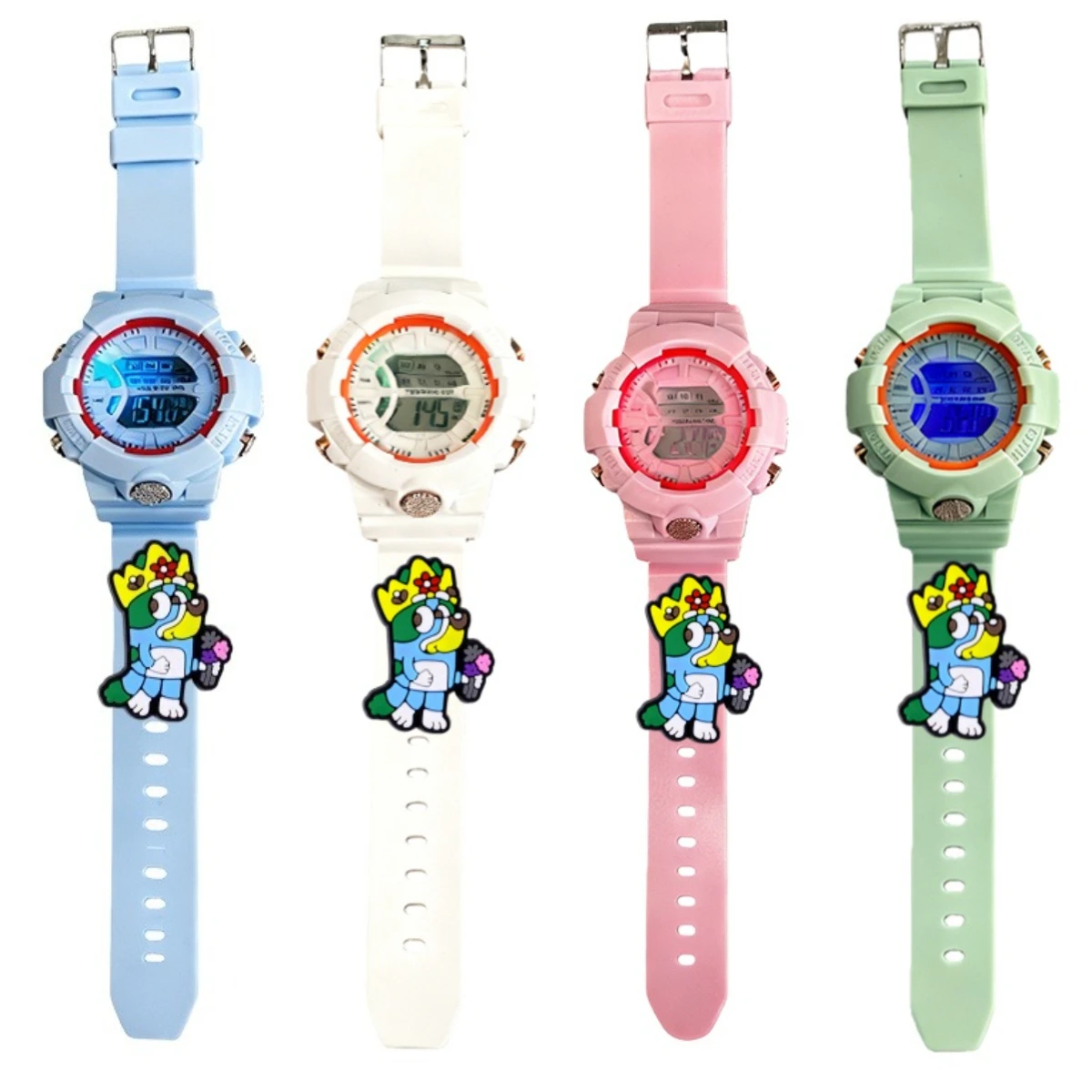 Bluey Bingo's Family-relojes electrónicos para niños, Esfera luminosa de Color, resistente al agua, multifunción, luminoso, para niños y niñas