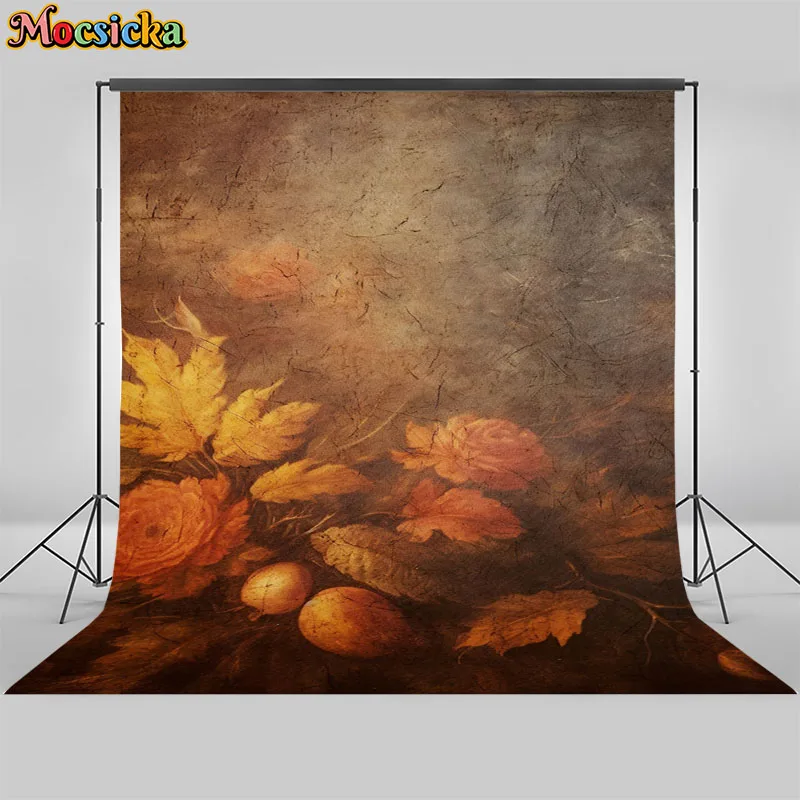 Abstract Retro Art Photography Background Hand-Painted Flowers Decora Background Pregnant Lady Baby Portrait Photo Studio Prop