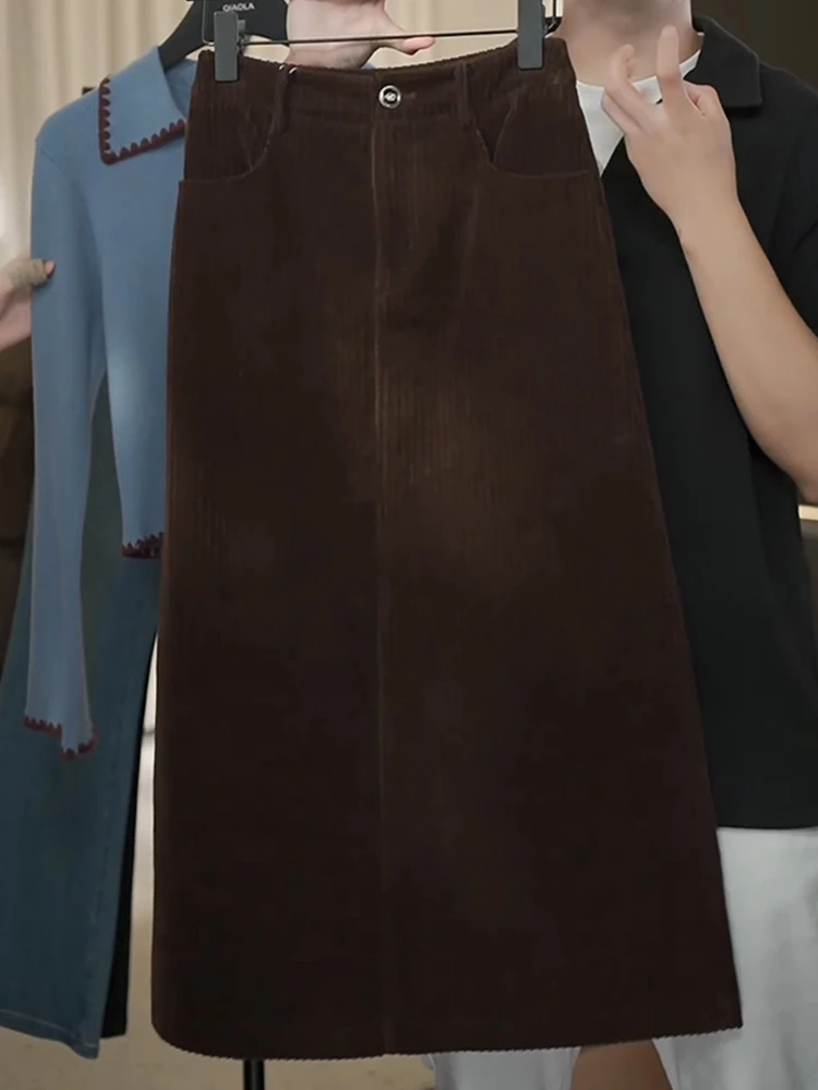 

Faionable Mid-Length A-Line Skirt for Women in Pure Color Trendy Versatile High Waist Design Breathable Skin-Friendly Polye...