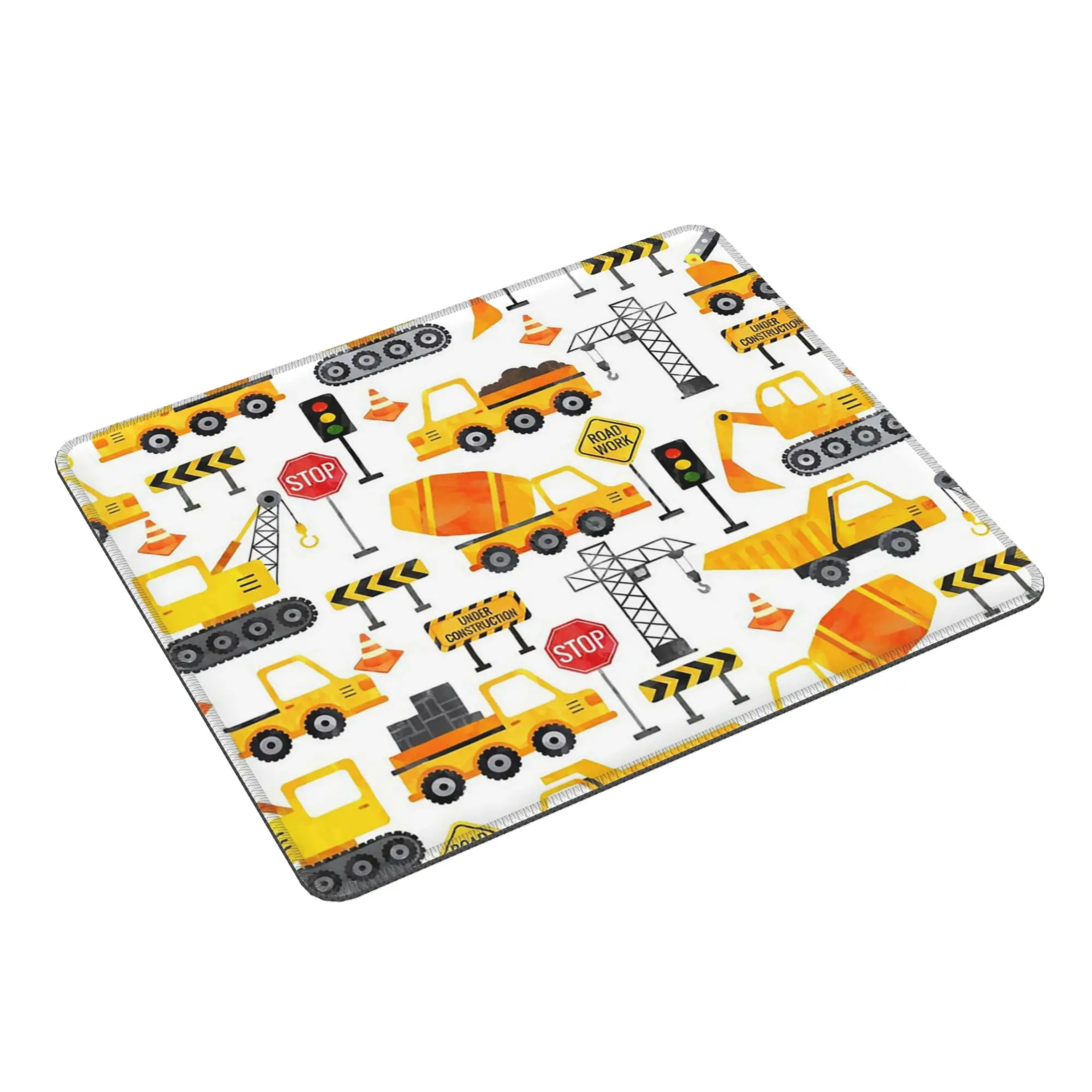 Road Work Watercolor Construction Vehicles Mouse Pad Computer Keyboard Mouse Mat Gamer PC Laptop Desk Mat Accessories Table Mats