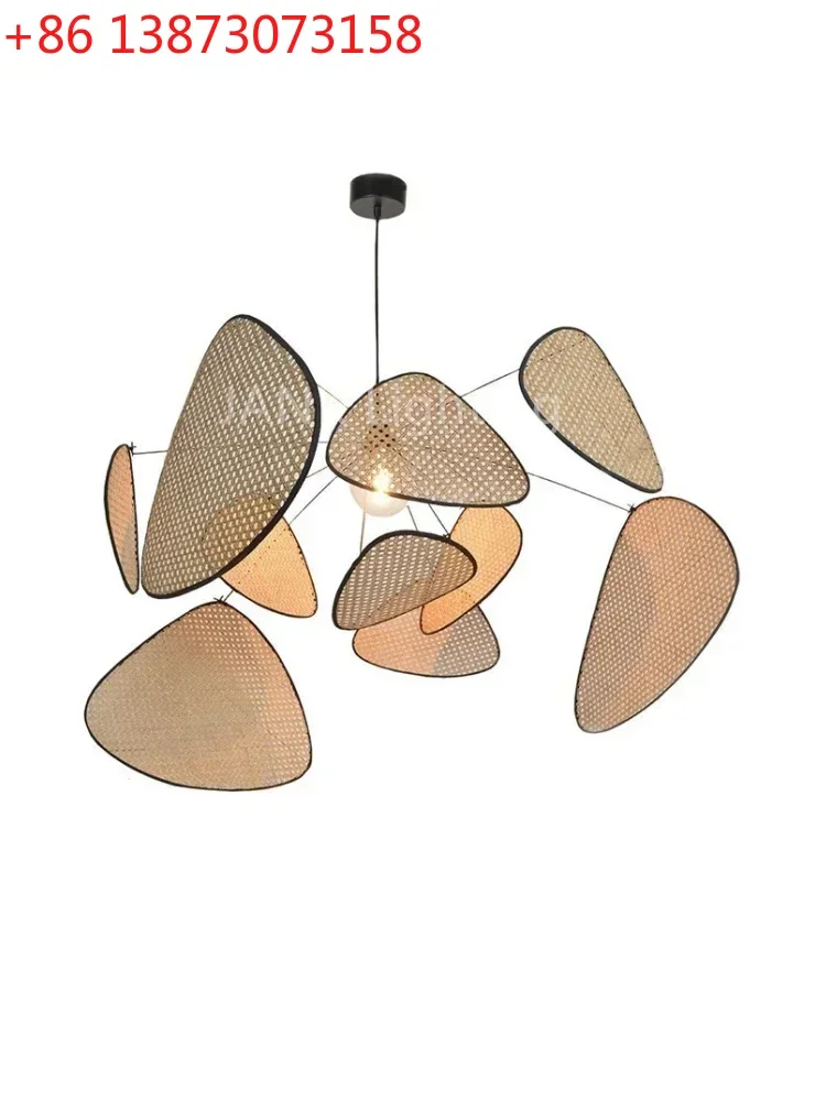 

French Design Market Screen Rattan Chandelier for Dining Living Room Suspension House Decor Lamp Indoor Lighting Factory Outlet