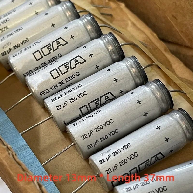 

2 шт., 22 мкФ, 250 В, аудиофильский вакуумный ламповый аудиоалюминиевый электролитический конденсатор