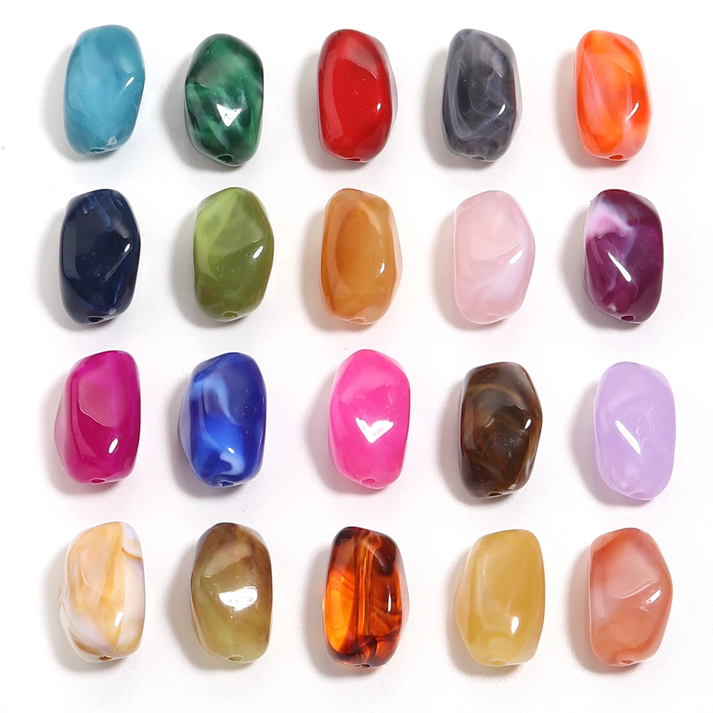20pcs Irregular Acrylic Double Colors Beads Colorful Loose Spacer Beads For Jewelry Making DIY Bracelets Necklace Accessories