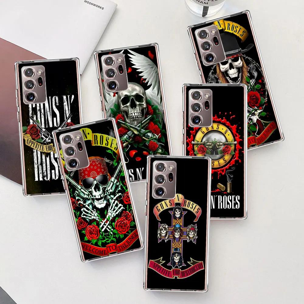 Guns N Roses Case For Samsung Galaxy Note 20 Ultra 10 Plus 9 Transparent Soft Phone Cover M33 M02 M11 M12 M22 M14 M15 M36 M55