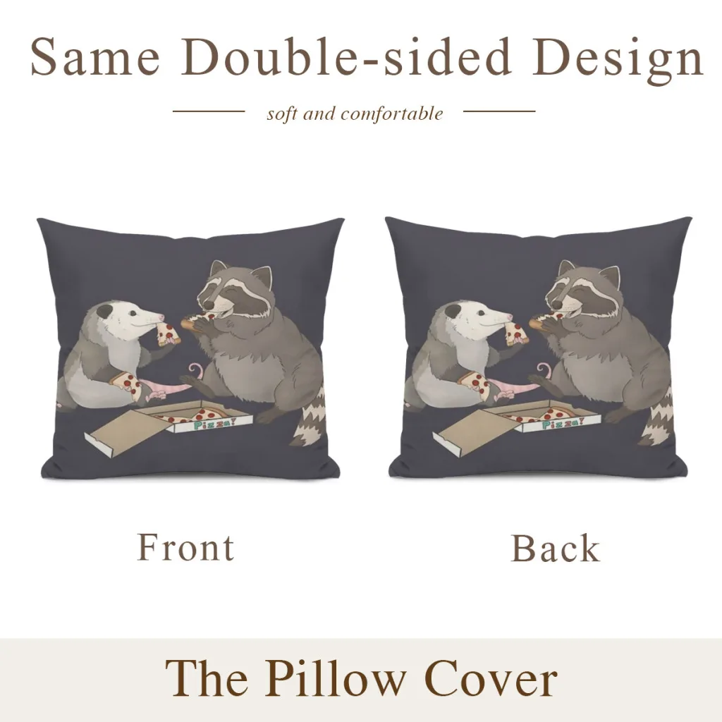 Possum and Raccoon eating pizza Pillowcase Cushions Cover Cushions Home Decoration Pillows For Sofa