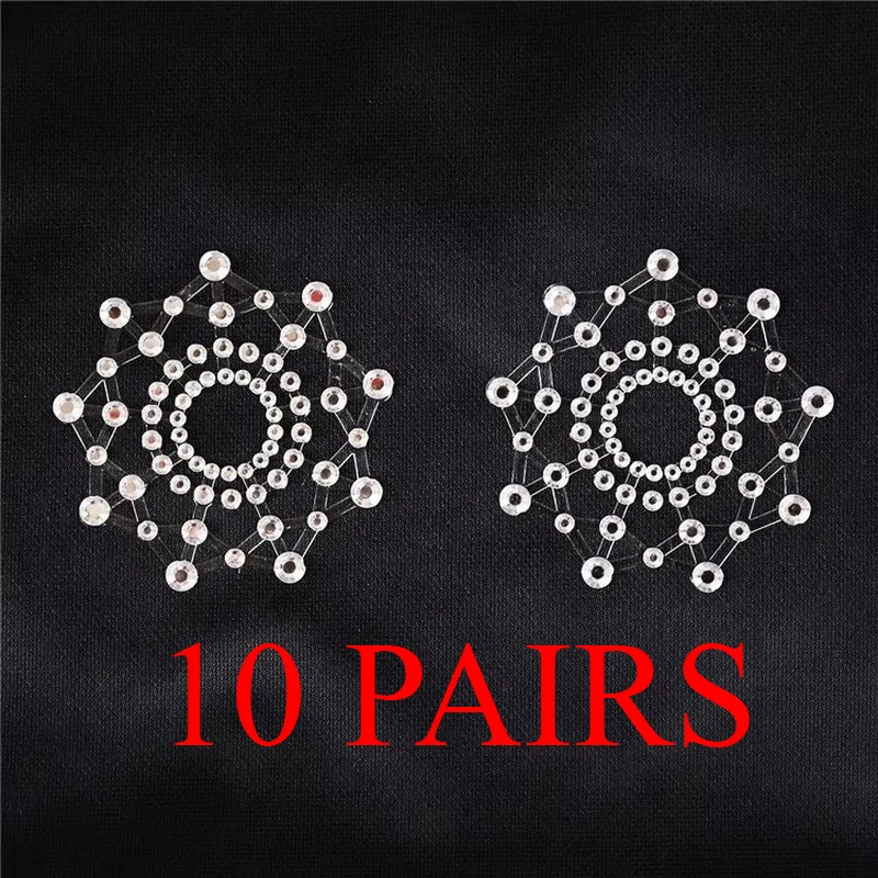 

10 Pair Sexy Nipple Transparent Self Adhesive Breathable Comfortable Stickers Rhinestone Breast Petals Lingerie Pasties Bras