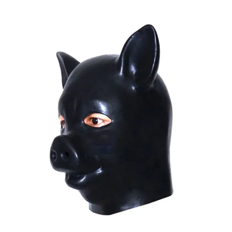 One-time molding 3D Mould Pig Latex Hood Rubber Fetish Animal Mask with Back Zip Full Head Men Women Halloween Cosplay Costumes