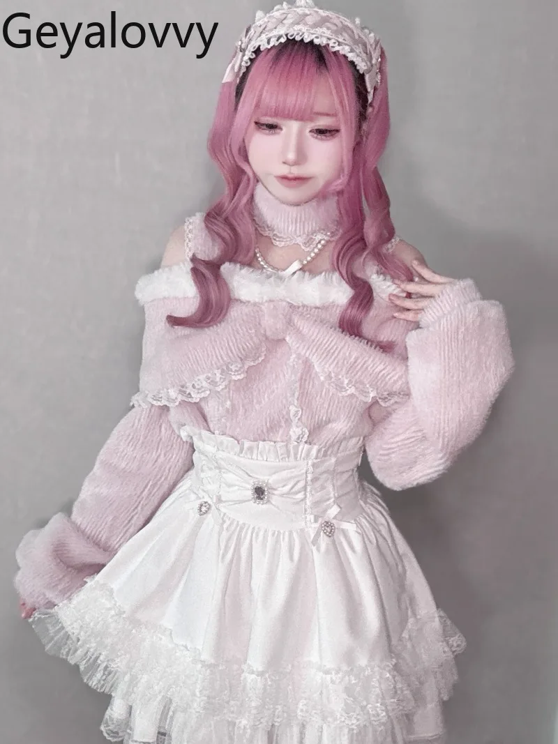 

Original Design Mass-Produced Fleece-Lined Top Autumn Winter New Sweet Girls Versatile Off-Shoulder Long Sleeve Pullover