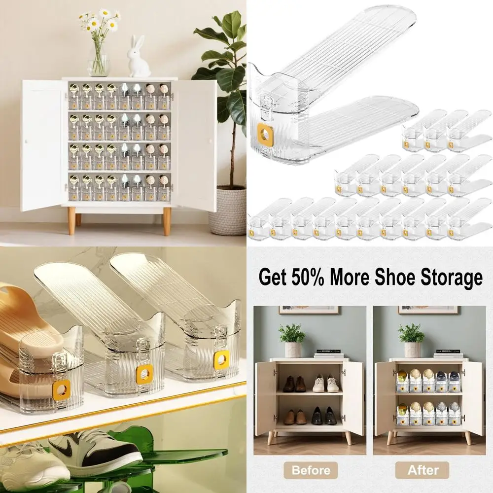 

Набор из 20 органайзеров для обуви в шкаф, регулируемые подставки для обуви для эффективного хранения