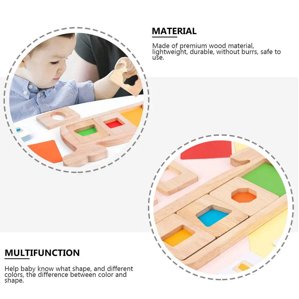 

Whale Geometric Puzzle Educational Toys Color Separation Wood Wooden Identify Child