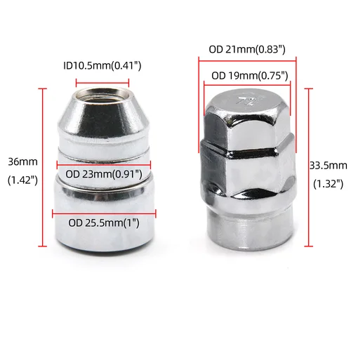 Imagen 2 del producto AD M12X1.5 4 Uds tuercas + 1 llave extremo cerrado seguridad antirrobo tuercas de bloqueo de rueda de coche tuercas de bloqueo de llanta de rueda cromo de alta calidad