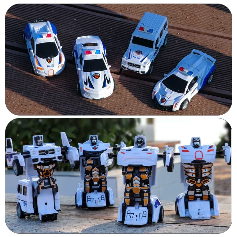 Transformation Mini 2 In 1 Car Robot Toy Collision Automatic Deformation Push and Go Car Model Deformation Vehicle Kids Toy Gift