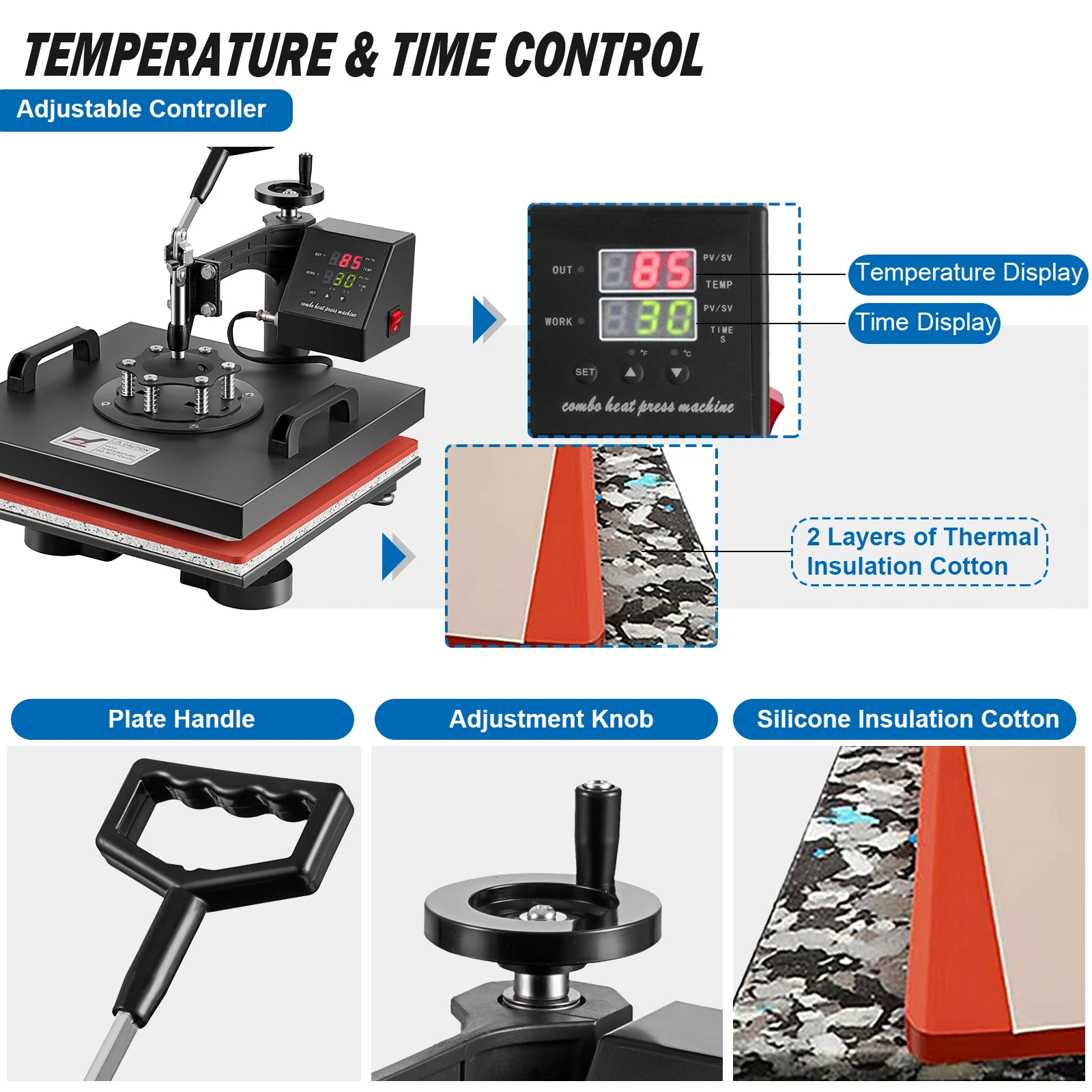 Imagem -04 - Máquina de Imprensa de Calor em Faça Você Mesmo Camiseta Quente Presse Gravação Impressora de Sublimação Transferência para Caneca Chapéu Placa 30*38cm 38*38cm