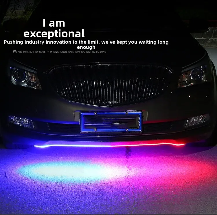 120cm LED Daytime Running and Tailgate Light for Sedan Red Blue Visual for Rear Vehicles Anti Collision 12V 10W Silicone