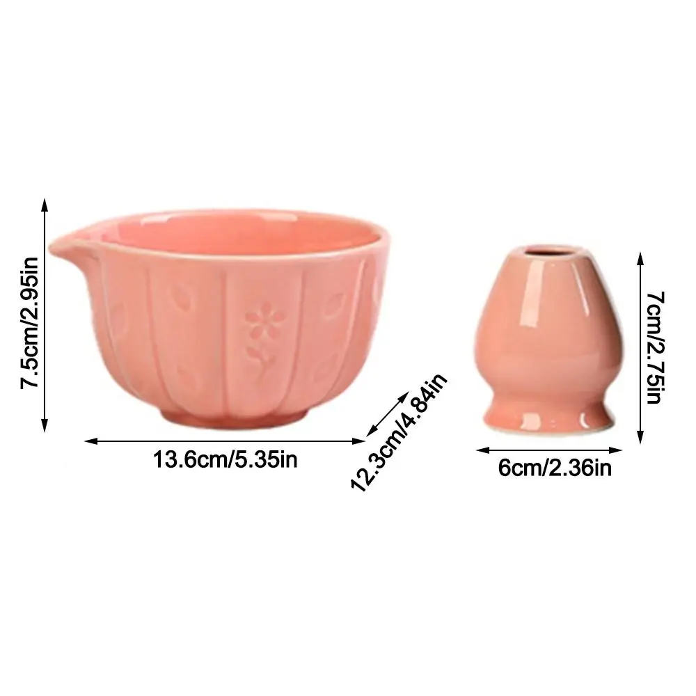 Ceramic Matcha Bowl Set Smooth Large Capacity Matcha Whisk Stand High Temperature Resistant Tea Ceremony Tool