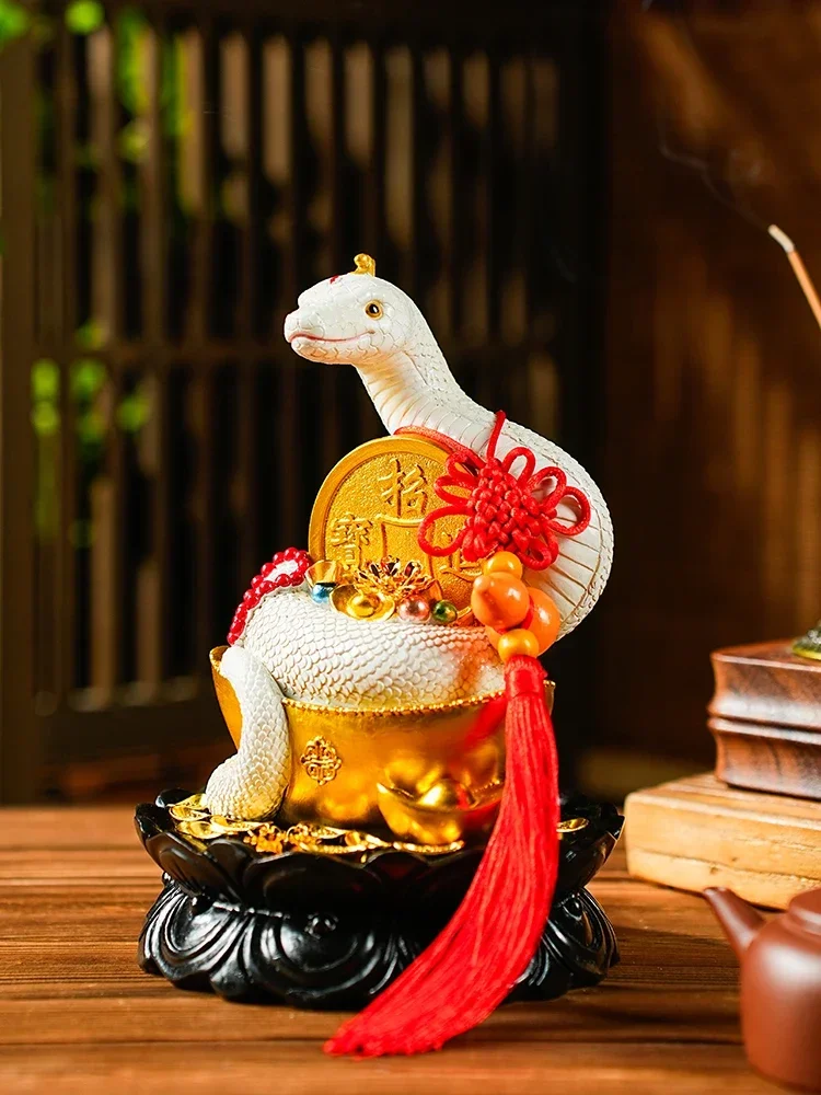 Home decoration accessories White Python Statue Wealth acquisition ornaments Viper  Zodiac Snake Resin handicrafts 1pcs