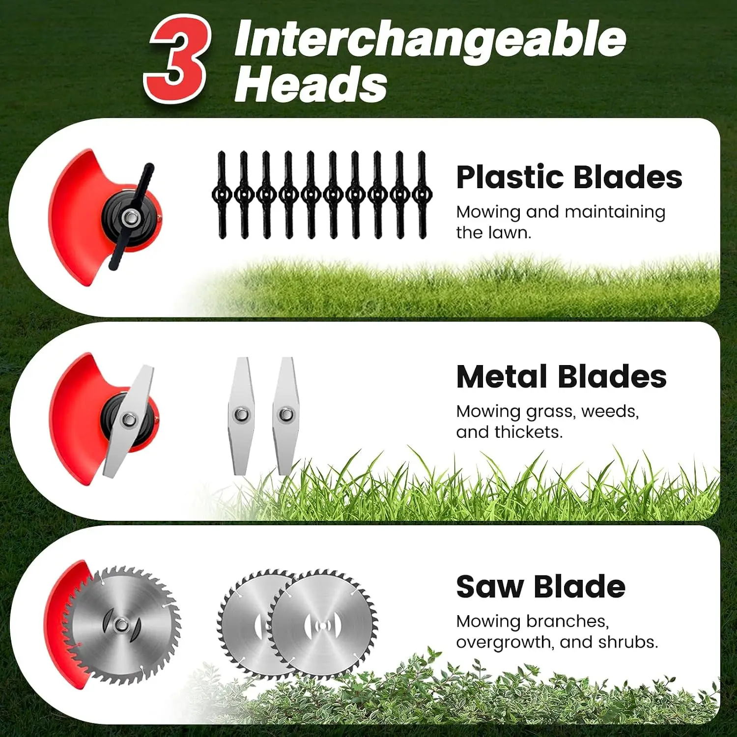 24V Electric Weed Wacker with Wheels, Grass Trimmer Cordless