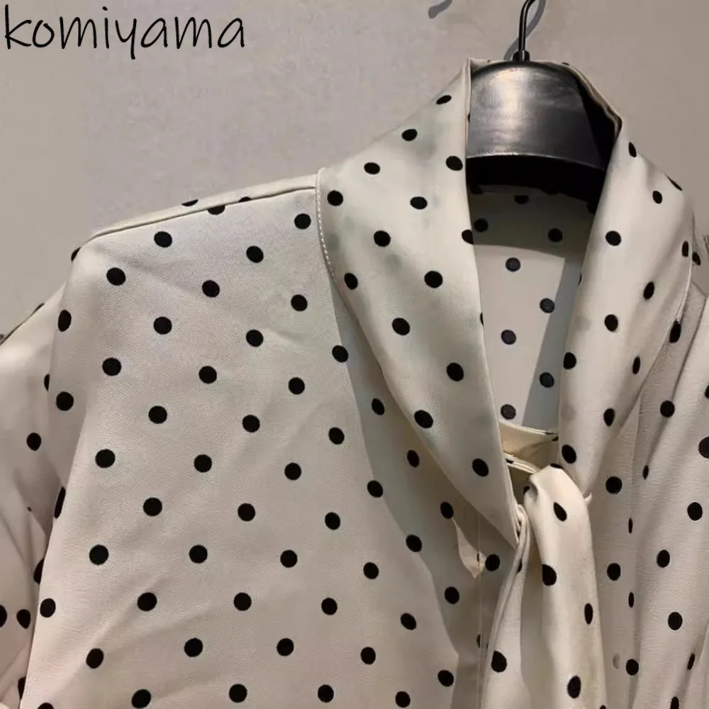 

Japanese Elegant Temperament Dot Print Ropa Mujer Autumn New Casual French Style Blusas Minority Advanced Women Shirt