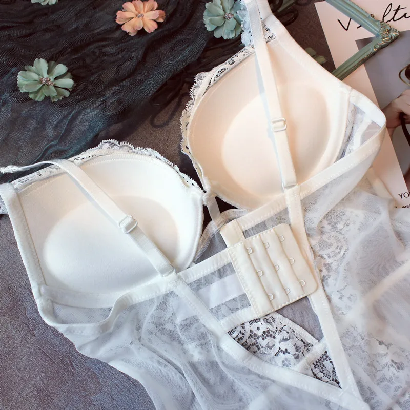 Body de encaje sexy con tirantes huecos para mujer, lencería, top moldeador, sujetador, ropa de casa con estampado floral de ...
