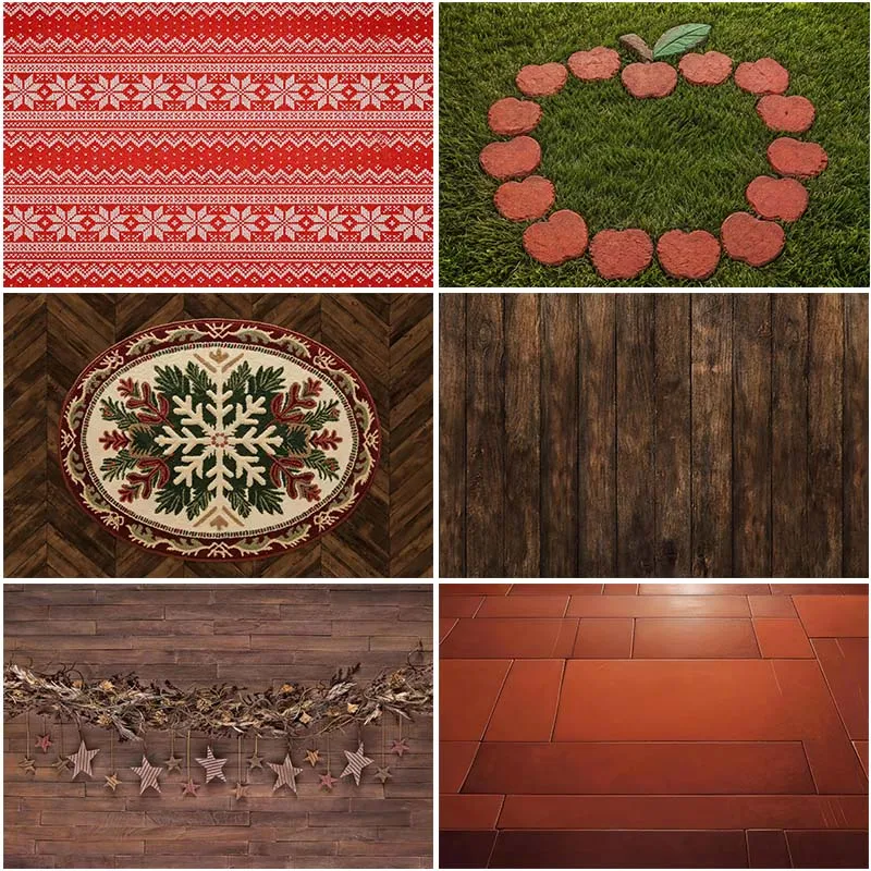 LS Photography Background Kids Art Portraits Baby Shower Photo Backdrop Winter Christmas Floral Patterns Wooden Board Decor Prop
