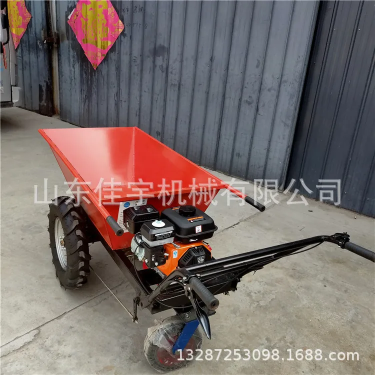 Construction site manual cement ash transport vehicle, small gasoline handcart, seat mounted construction dump truck