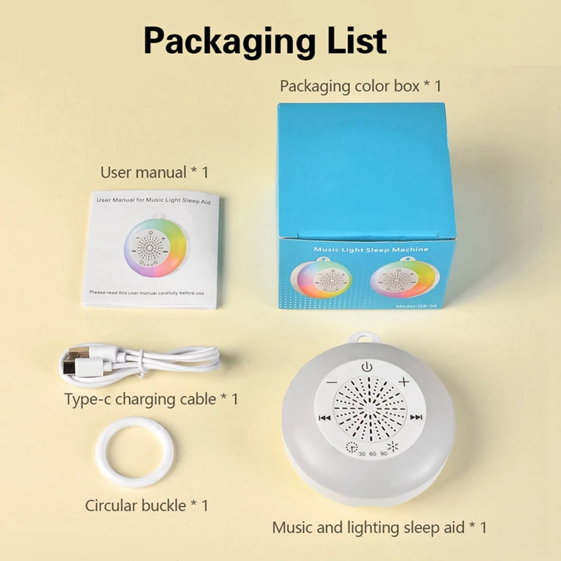 White Noise Sound Machine Kids Sleep Sound Player With Colorful Light Timer Noise Player Timed Shutdown For Baby Adult