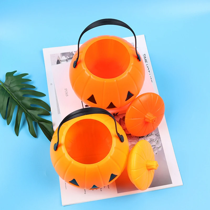 1pc Pumpkin Bucket Halloween Candy Trick Or Treat Buckets Holder Pail Mini Basket Halloween Gift Home Decoration Props