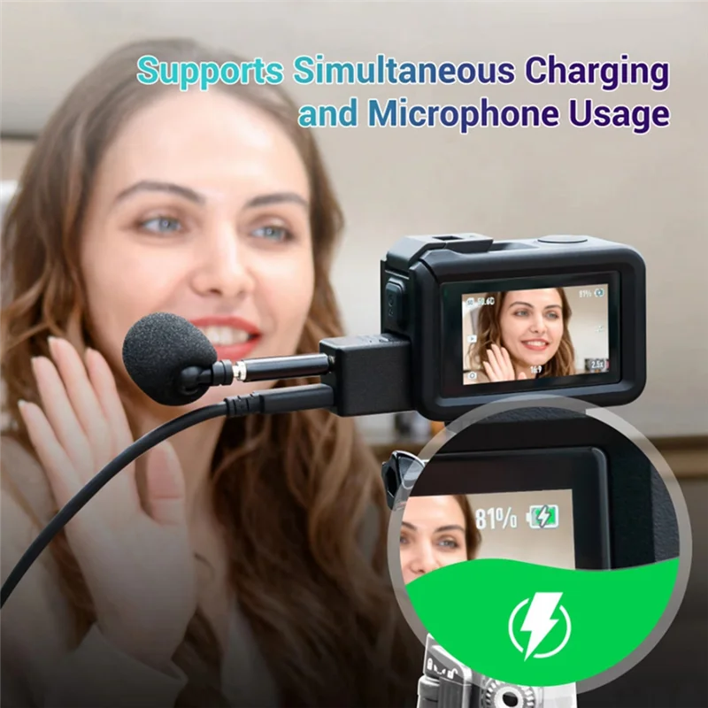 3.5Mm Audio Adapter With Type-C Charging Port For DJI OSMO Action 4/5 Pro Camera Supports External Microphone Input - Image 4