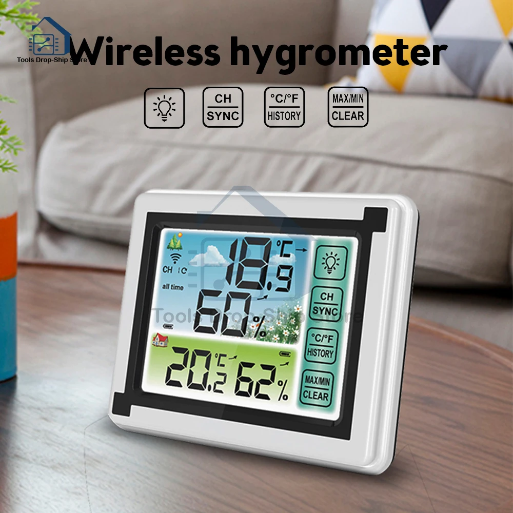 Weather Station Indoor Outdoor Wireless Thermometer Hygrometer With 1/3 Remote Sensor Temperature Humidity Gauge Meter Monitor