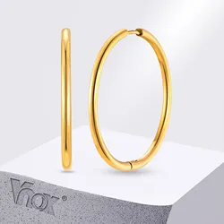 Vnox 20mm/25mm/30mm/40mm Hoop Earrings For Women Girls,Stainless Steel Hoops Pendent 1 Pair Earrings,Fashion Jewelry Gift To Her