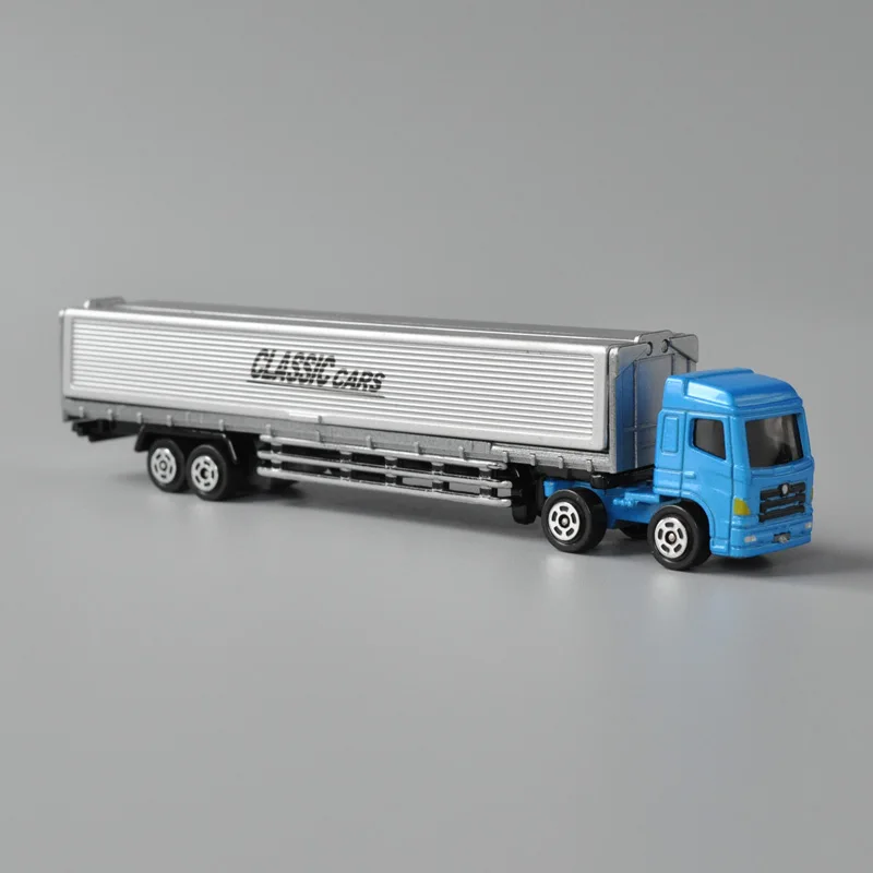 

1:100 Scale Diecast Metal Model Truck Toy Tractor & Semi-Trailer Container Free Wheeling Miniature Replica