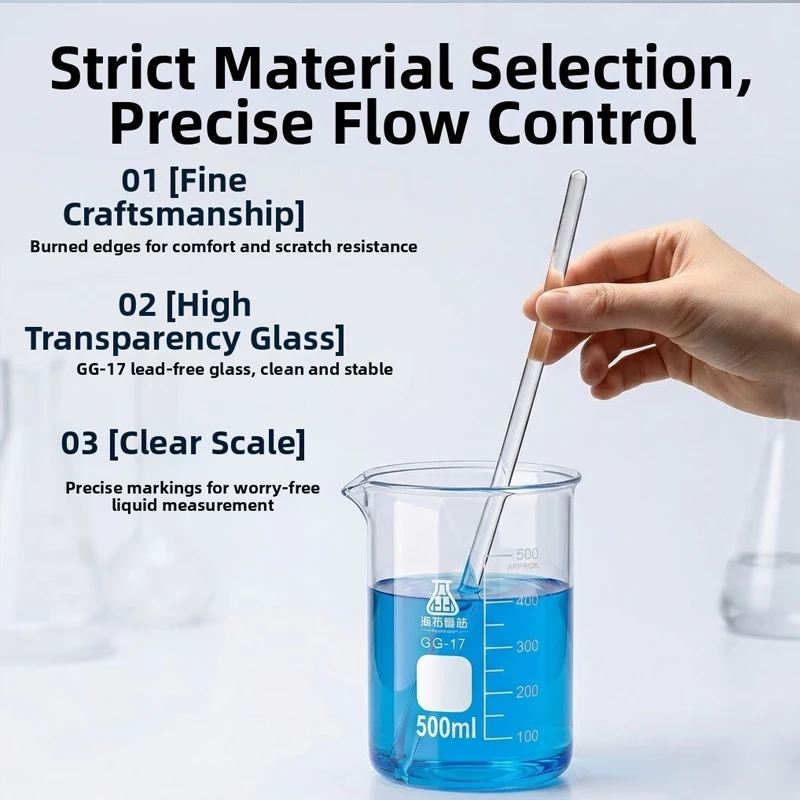 1Pcs Lab Glass Stirring Rods Borosilicate High Resistant Stirrer  5mm 6mm 7mm Diameter 200/250/300/350mm Length