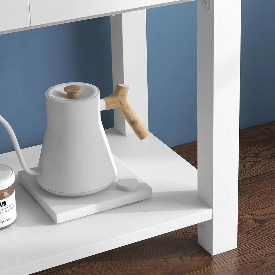 Coffee Bar Cabinet with Storage Sliding Barn Door Kitchen Buffet, Wood Sideboard Console Cabinet with Wine Rack amp Glass Holder